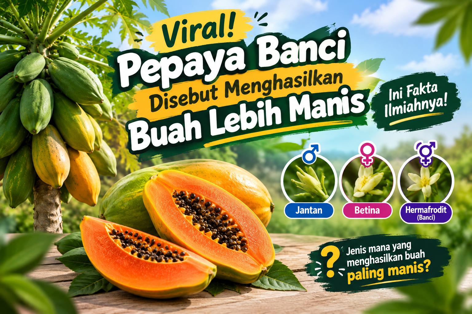 Bukan Mitos! Pepaya Banci Punya Keunikan yang Bikin Penasaran, Benarkah Buahnya Lebih Manis?